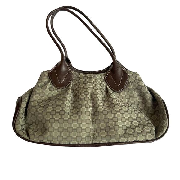 Vintage Nine West Brown Faux Leather Geometric Jacquard Shoulder Bag Tote - Picture 6 of 8
